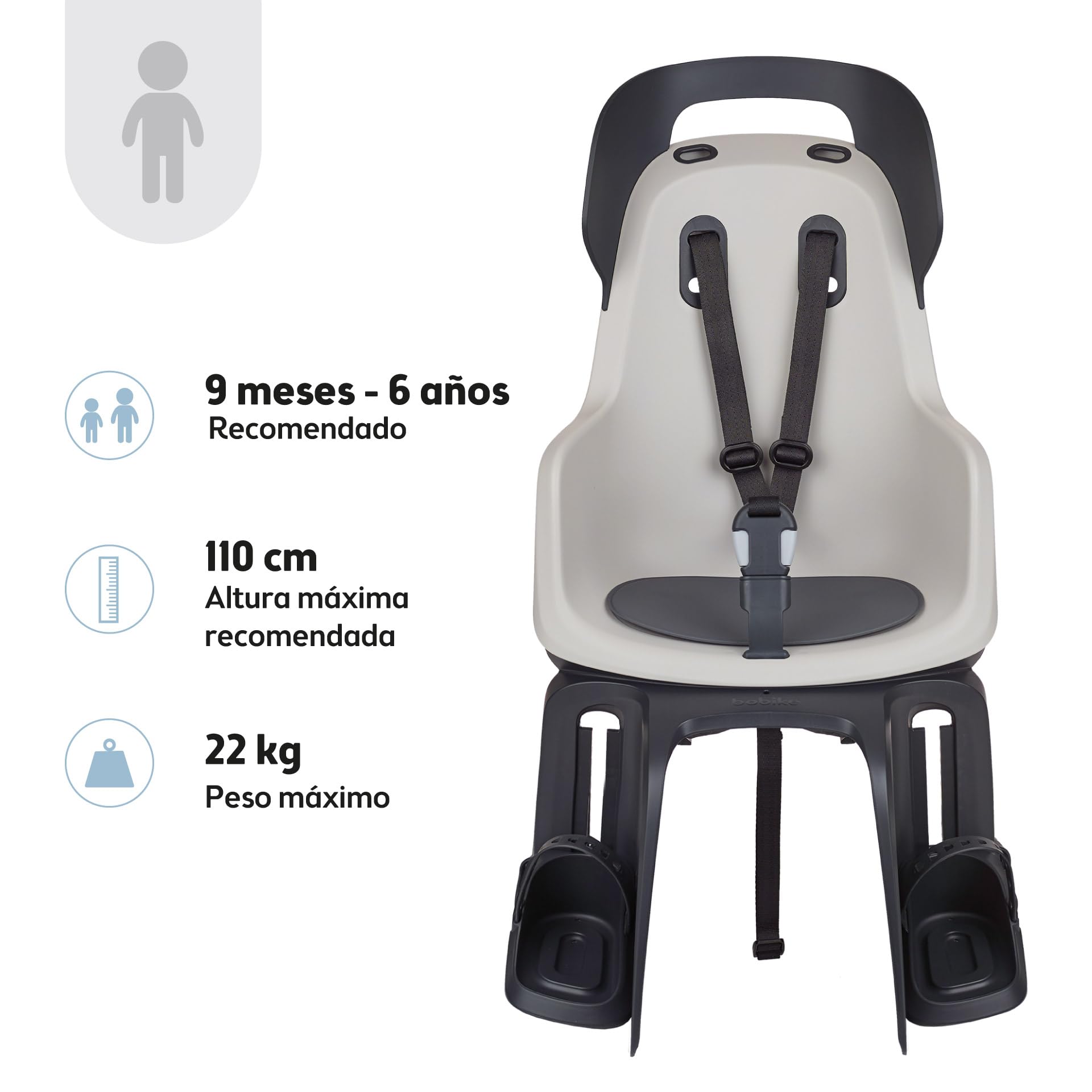 Bobike 8012300002 GO Maxi CFS XR Kinderfahrradsitz Hinten Für Gepäckträger, Für Kinder Von 9 Monaten bis 6 Jahren, MAX 22 kg, Verstellbare Fußstützen, Werkzeuglose Montage, Vanille Cupcake