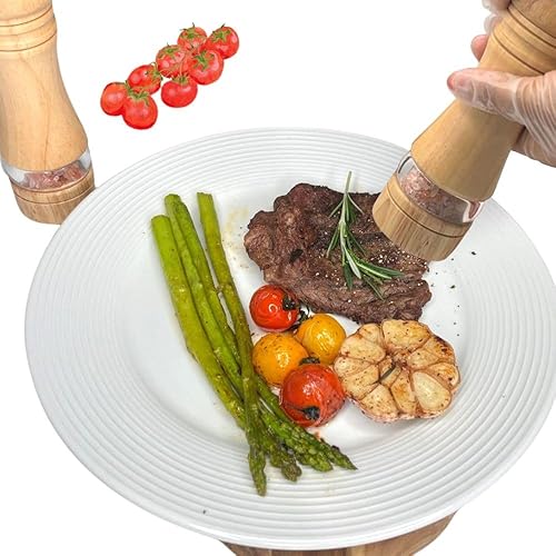 Miniatura 10 de Juego clásico de molinillo de sal y pimienta, molinos de sal y pimienta recargables, molinillo de sal de madera de roble Maual, molinillo de