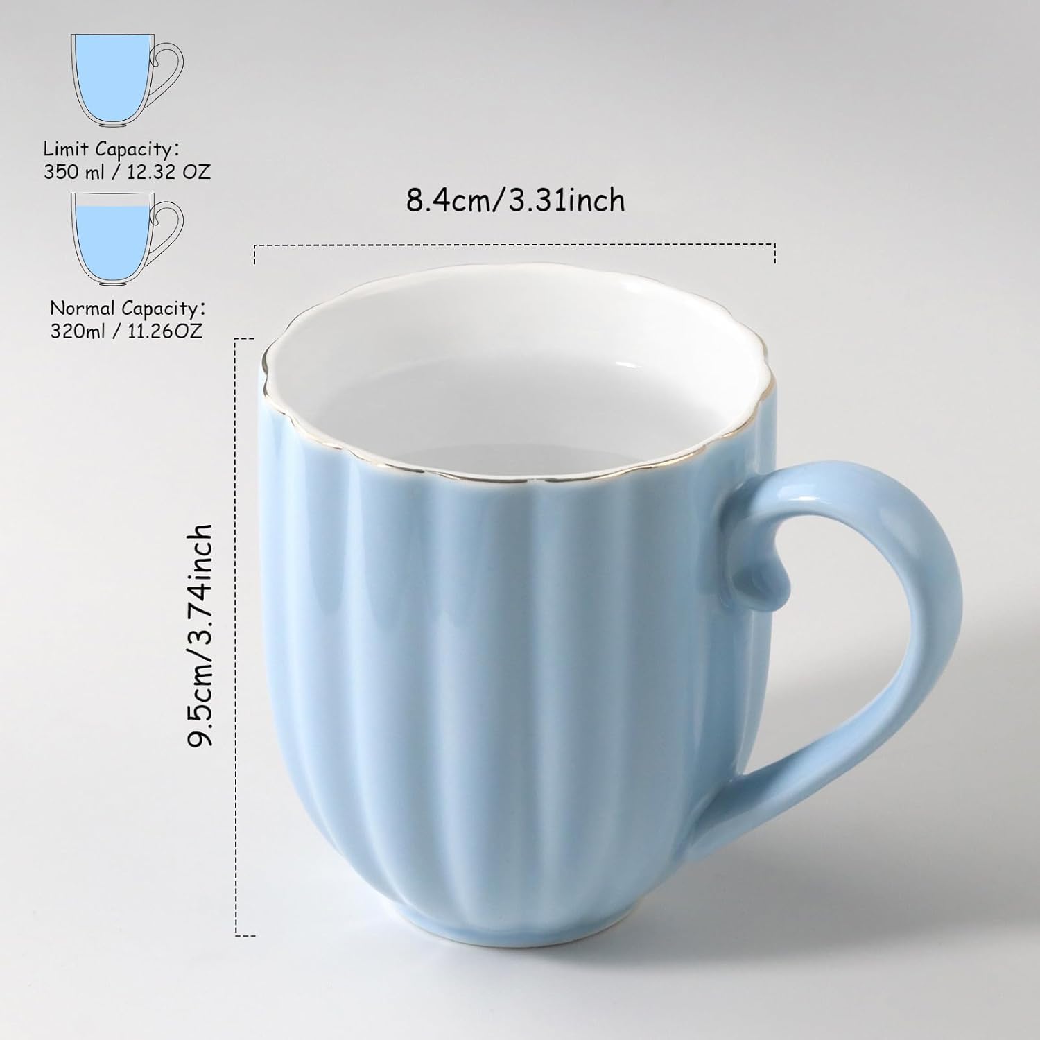 Set di 2 tazze da caffè in ceramica, 350 ml, perfette per espresso, tè, cappuccino, frullati, ideali per casa, bar e ufficio