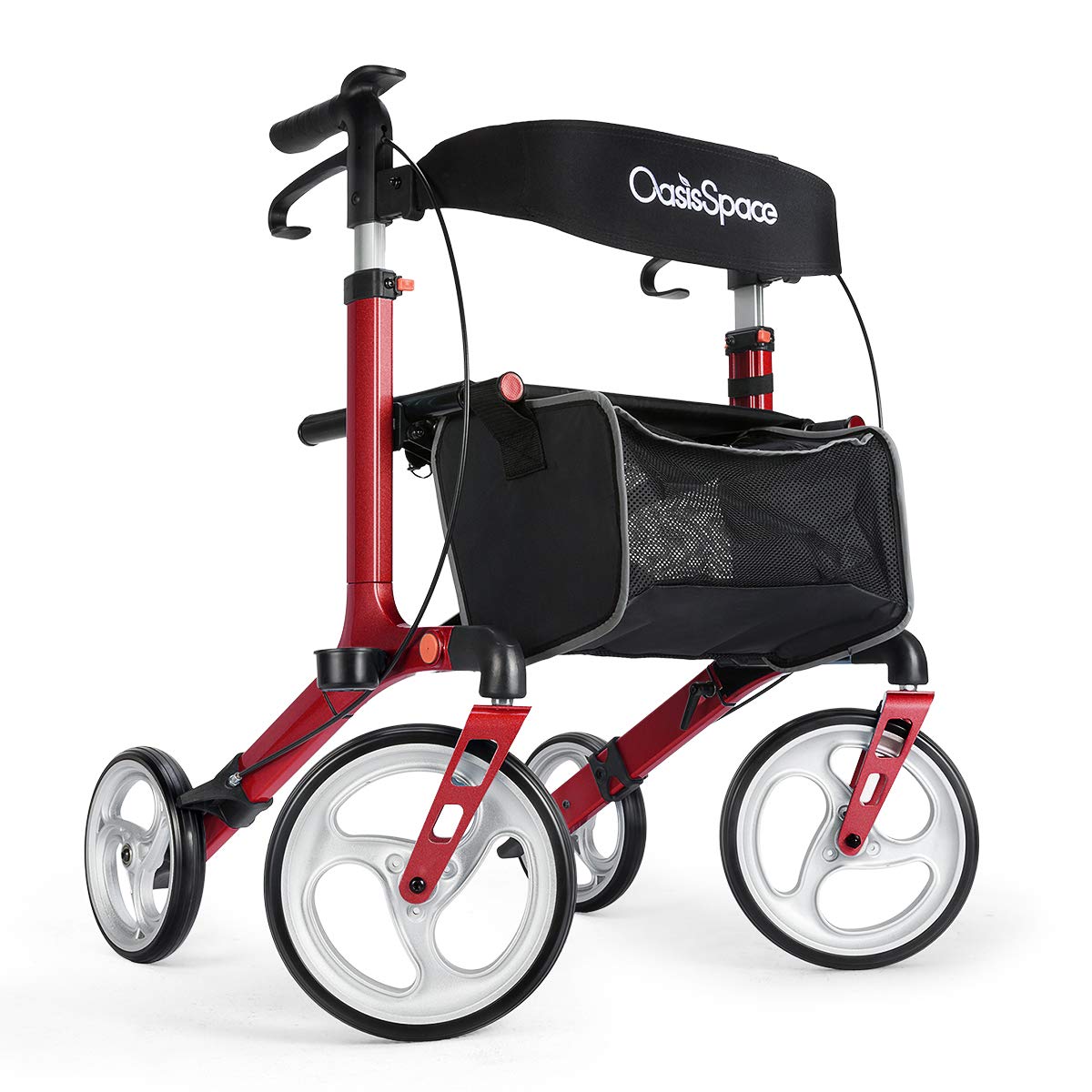 OasisSpace Aluminum Rollator Walker with Seat, Folding Rollator Walker