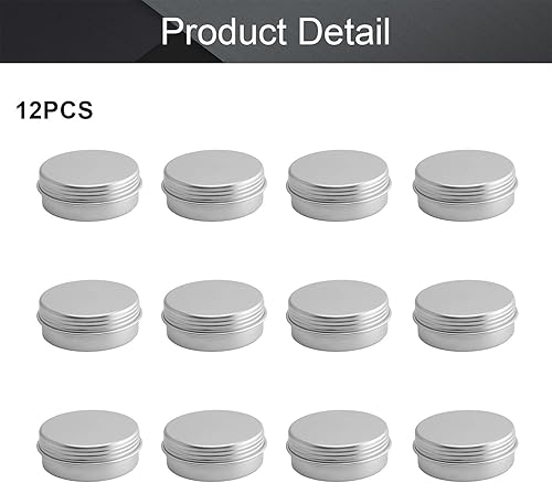 Vista 294 de Othmro Latas redondas de aluminio para tapas de metal, con tapa de rosca de 2.0 fl oz/2 onzas, 2.677 x 0.984 in (D* H) contenedores de aluminio