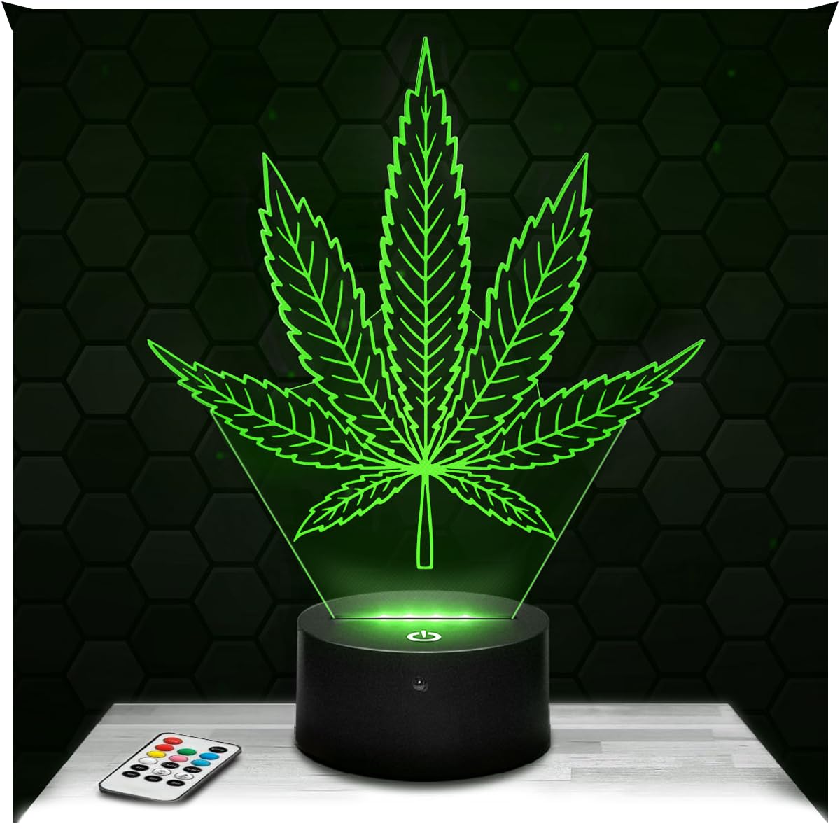 Lampephoto.fr - Cannabis 3D Lamp Leaf Night Light 3D LED Illusion Lamp, Christmas Birthday Gift idea for boy and Girl Children's or Adult Bedroom Night Light, Gifts Merchandisisng TOP