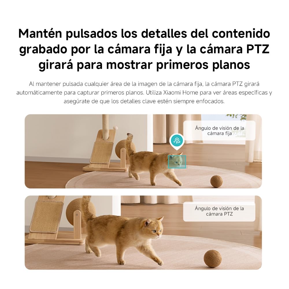 XIAOMI C500 Dual Camara Vigilancia WiFi Interior, Doble 4MP Barrera Virtual | Camara Vigilancia Detección De Personas/Mascotas, Visión Nocturna A Color Starlight, Audio Bidireccional, WiFi 6 2,4/5 GHz