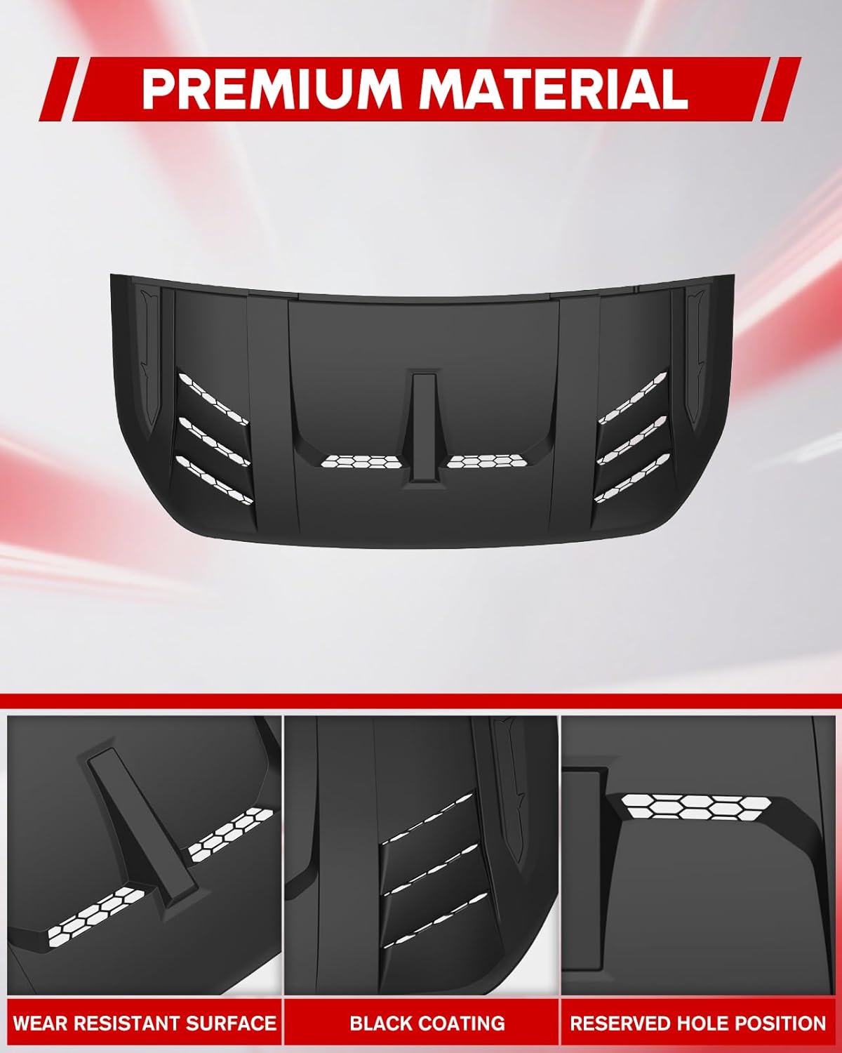 Front Bonnet Hood Cover Compatible with Ford Bronco 2021-2025 Except Raptor Models, ABS Plastic Engine Lid Trim Cover Exterior Decoration Accessories