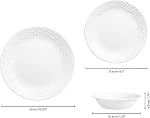 Corelle 12pc Bella Faenza Dinnerware Set for 4-3X More Durable Glass, Half Weight of Ceramic, up to 80% Recycled
