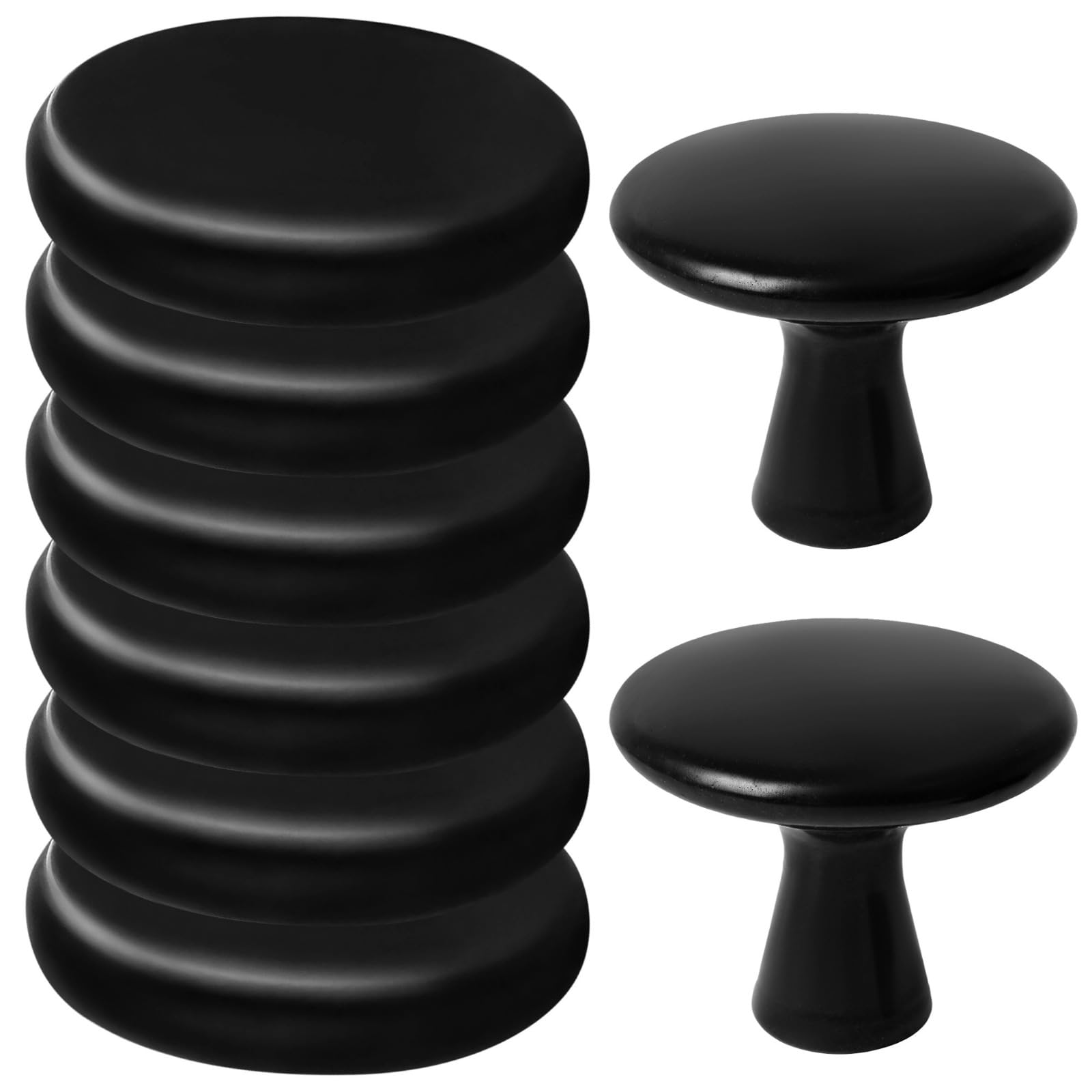 8 piezas Hot Stones Hot Stone Kit de masaje para el hogar y la práctica accesorios de masaje con 6 Hot Rocks y 2 piedras de masaje en forma de hongo, piedras Bian Stone pulidas negras para relajación