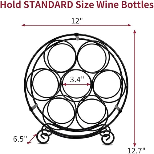 Miniatura 6 de TreeLen Estante de vino para encimera, soporte organizador de vino para 7 botellas, soporte de almacenamiento de vino de pie sin metal, soporte para