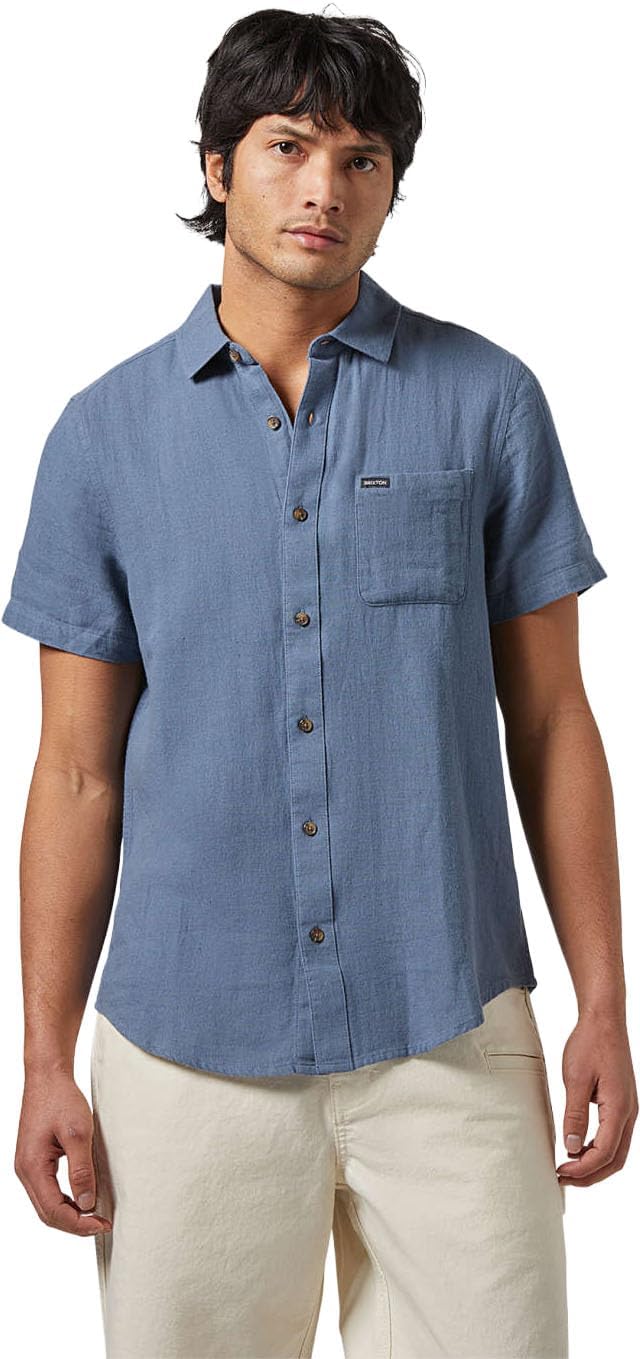Brixton - Mens Charter Org CTTN Short Sleeve Woven Shirt, Color Azure Blue, Size: Large - Image 2