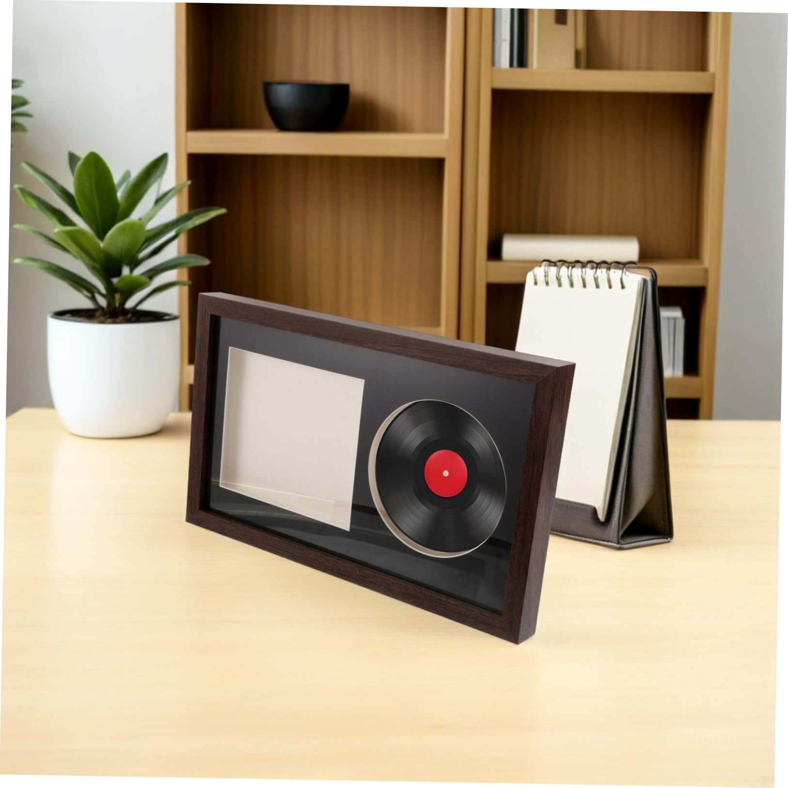 Cornice Espositiva per Album di Dischi CD in Legno Massello Supporto da Tavolo da Parete, Espositore per Vinili 14,2x12,4 Cm per Collezionisti e Appassionati di Musica