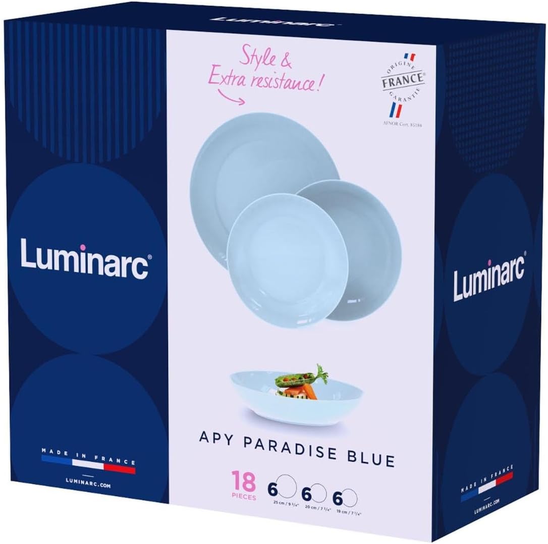 Luminarc Apy Paradise Blue Opal Tableware Microwave Safe Refrigerator Stackable