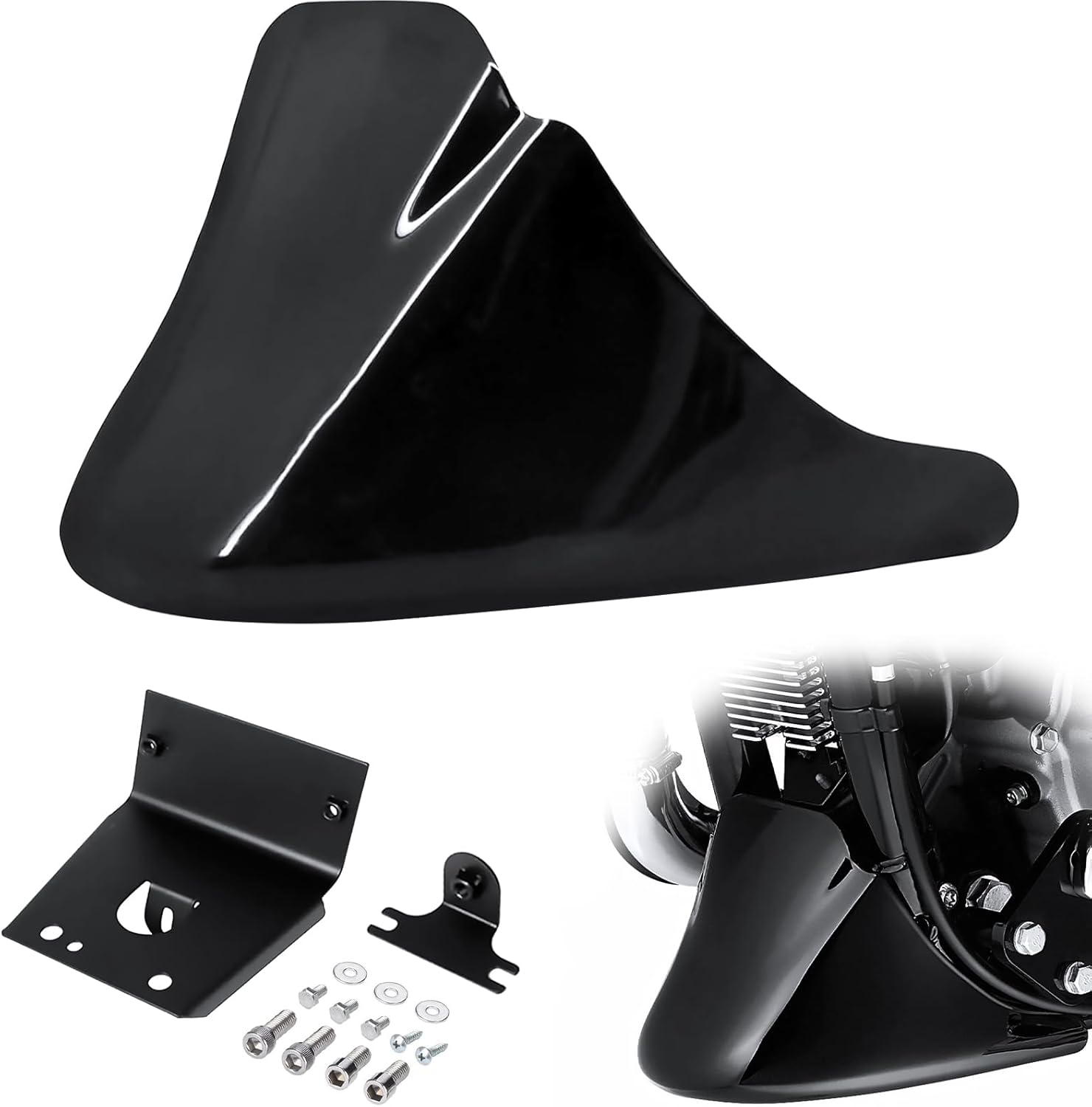 Front Spoiler for 2004-Up Sportster, Motorcycle Fairing Front Chin Spoiler Cover Lower Cowl for Harley Davidson Sportster XL Iron 883 1200 Forty-Eight Seventy-Two SuperLow Roadster Accessories (Gloss)