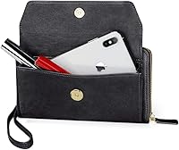 Vista 7 de nuoku Cartera RFID para mujer, bolso cruzado con cremallera alrededor de 2 correas