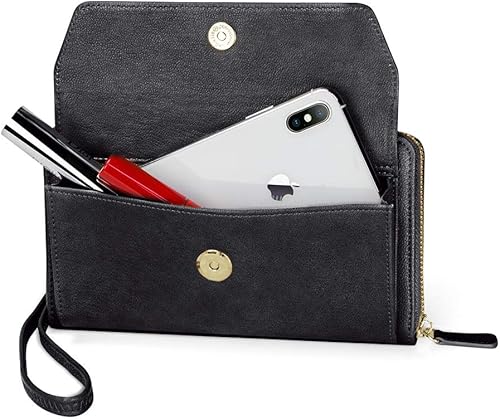 Miniatura 6 de nuoku Cartera RFID para Mujer Monedero Muñequera Bandolera Clutch con Cremallera Perimetral 2 Correas RFID, Zip Around, 2 Strap