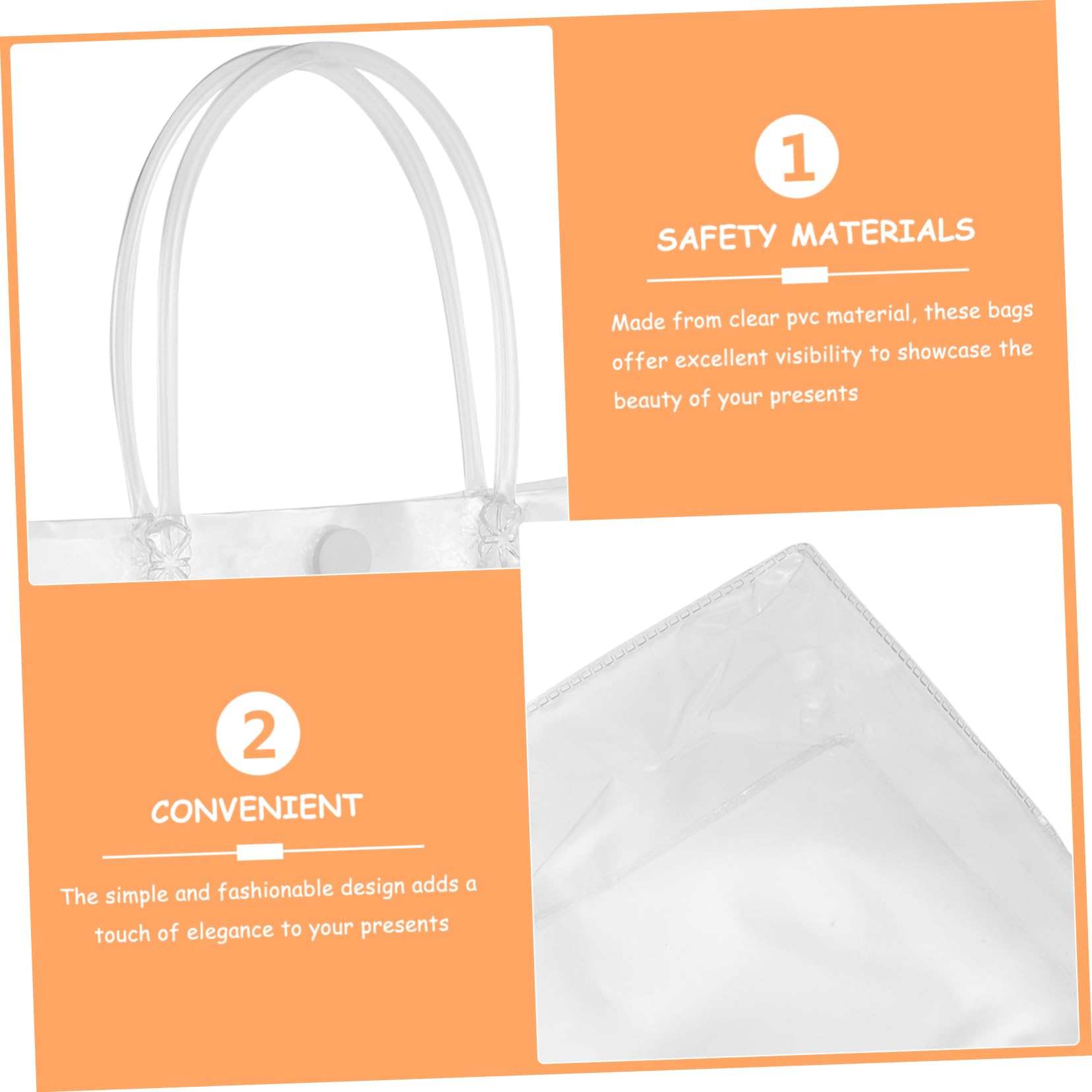 Anneome 25 piezas Unidades Bolsas Transparentes con Asas de PVC Reutilizables para Bodas Fiestas y Bolsas de Plástico Claras para y Embalaje