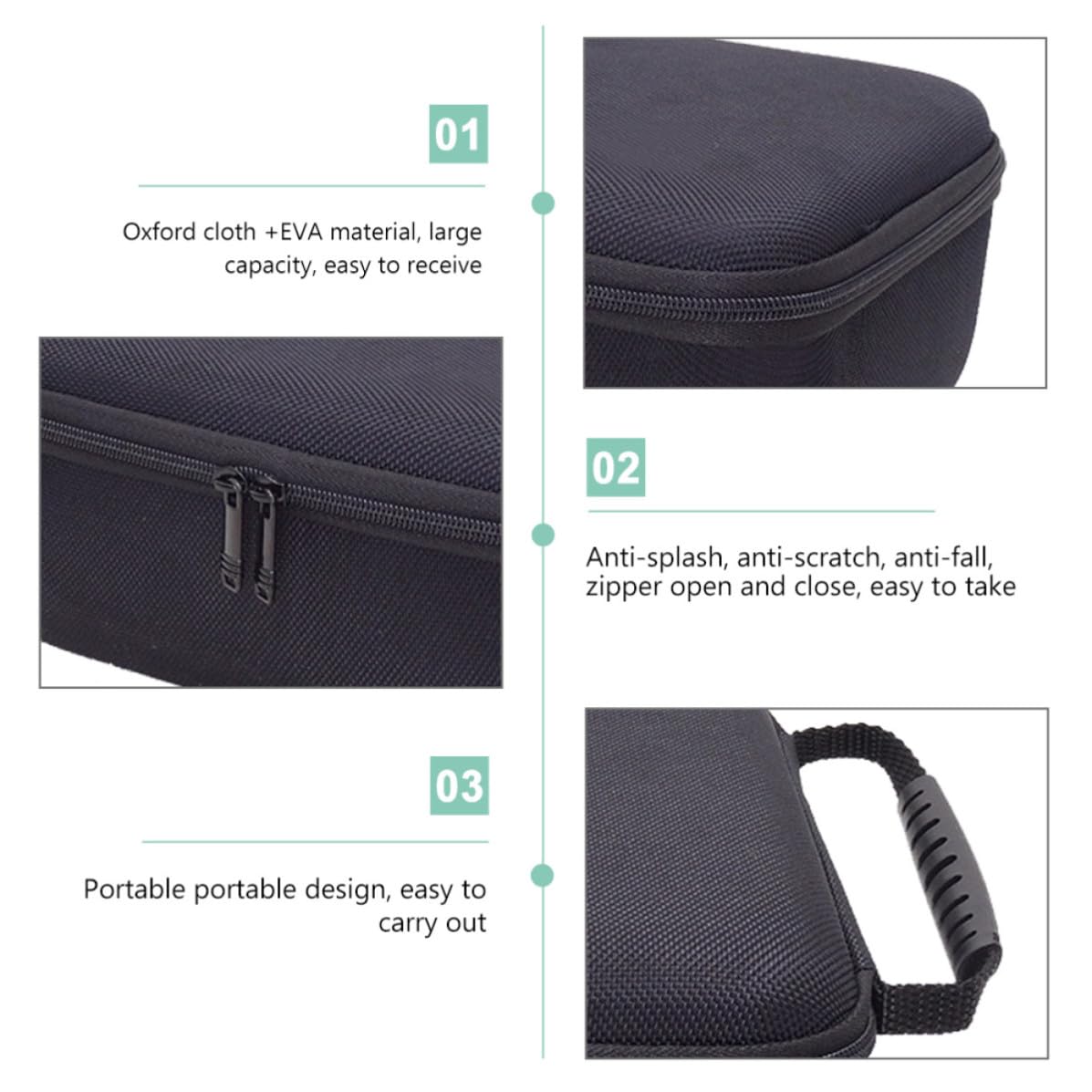 Borsa Organizer per Cavi e Accessori Elettronici Nero Oxford Resistente, Antiurto e Grande Capacità, per Viaggi e Protezione Digitale
