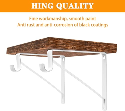 Miniatura 3 de Paquete de 2 estantes de armario y soportes de barra, soporte de barra de armario resistente con soportes para caña, 11 x 11 pulgadas, 1-38 pulgadas