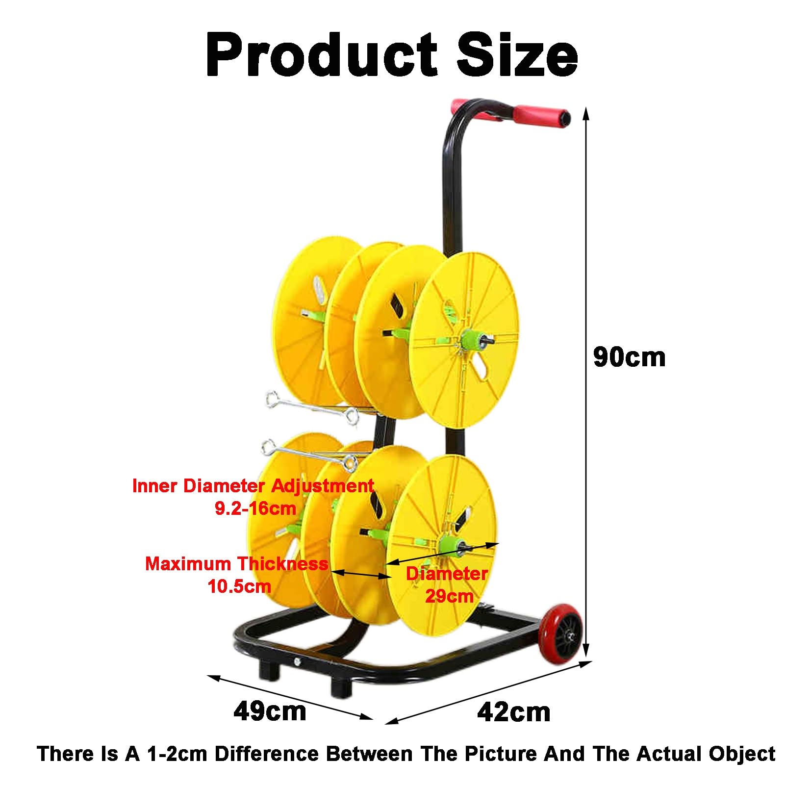 Carrito para carretes de Alambre portátil, Carrito dispensador de Cables con Ruedas, Organizador de carretes Resistente para construcción y Uso doméstico (49 x 42 x 90 cm) - Solución de Alma