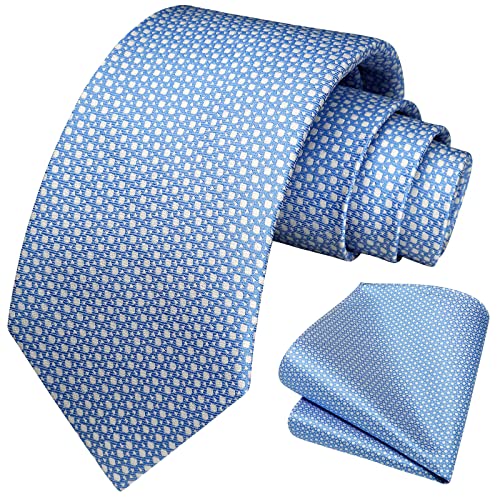 Image of HISDERN Mens Ties Plaid Tie and Pocket Square Set Classic Woven Formal Checkered Neckties & Handkerchief Wedding Party