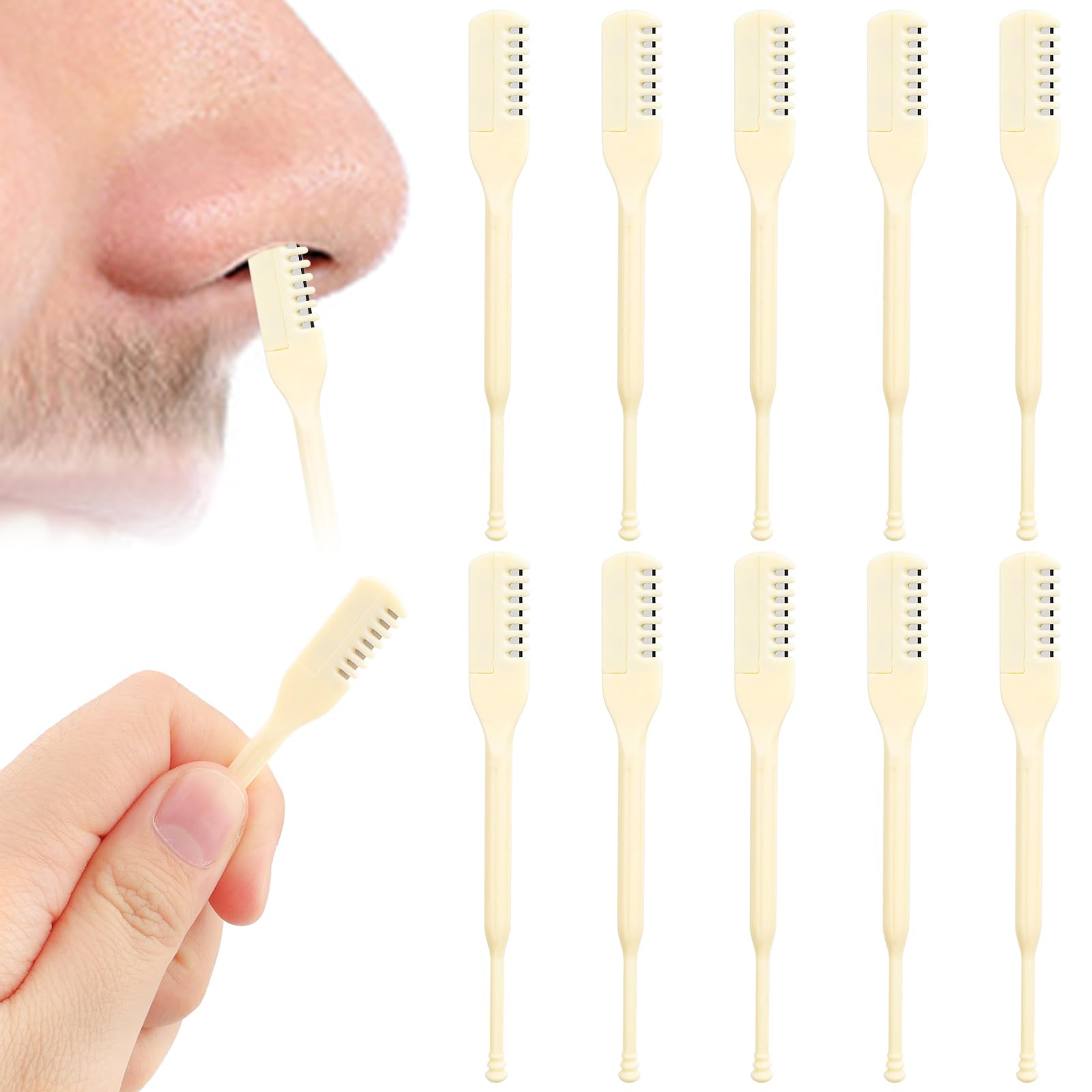 10 Pcs 2-in-1 Nasal Hair Trimmer Set - Upgraded Double Sided Nasal Hair Trimmer 360 Rotating Nose Ear
