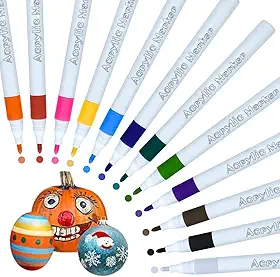 Canetinhas De Pintura De Tinta Acrílica Kit 12 cores, Caneta Acrilica Para Madeira, Vidro, Cerâmicas, Artesanato, Tecido, Plástico, Marcador Acrilico para Pintura, Acrylic Markers
