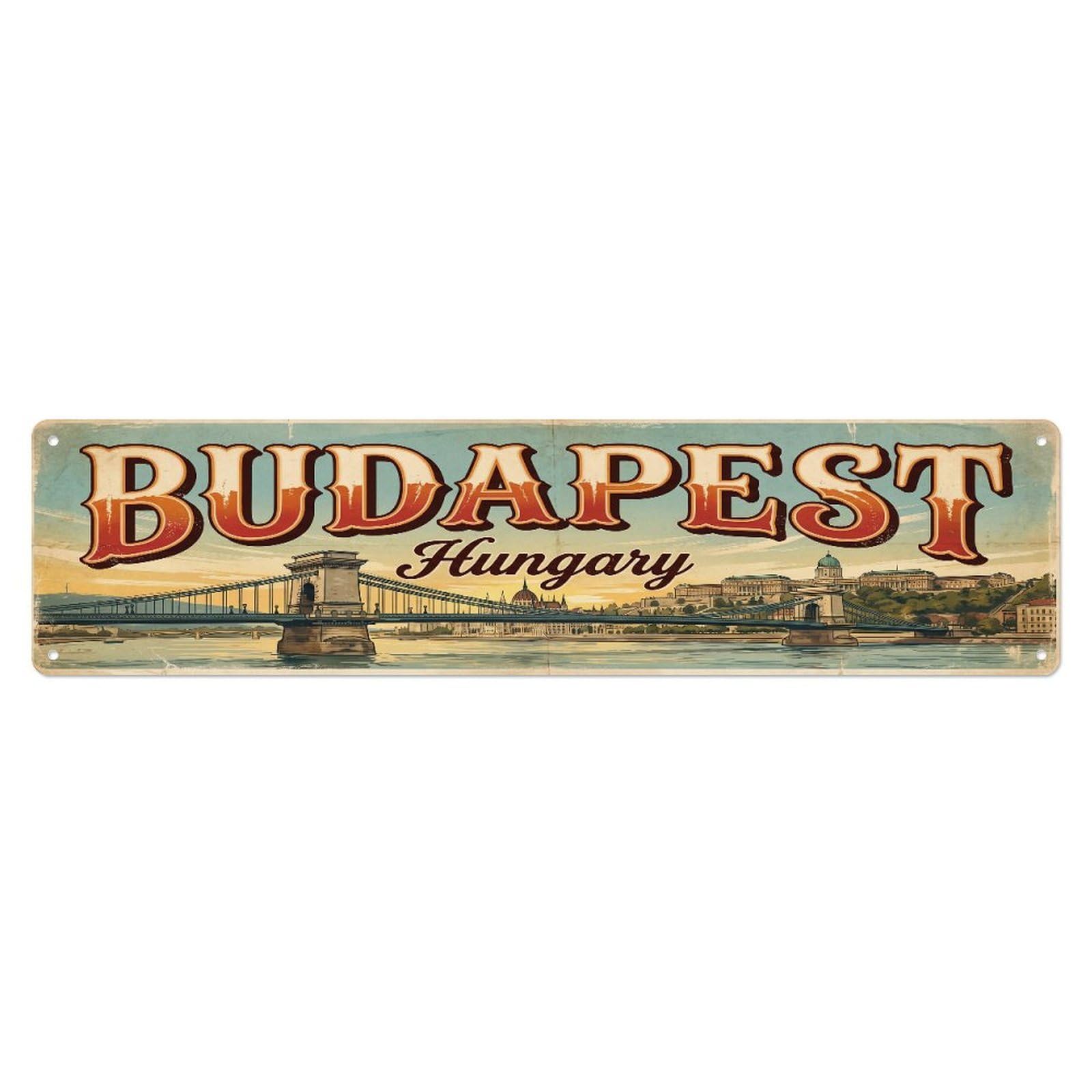 Tgrcjimh Style Metal Tin Sign Vintage Travel Hungary Budapest