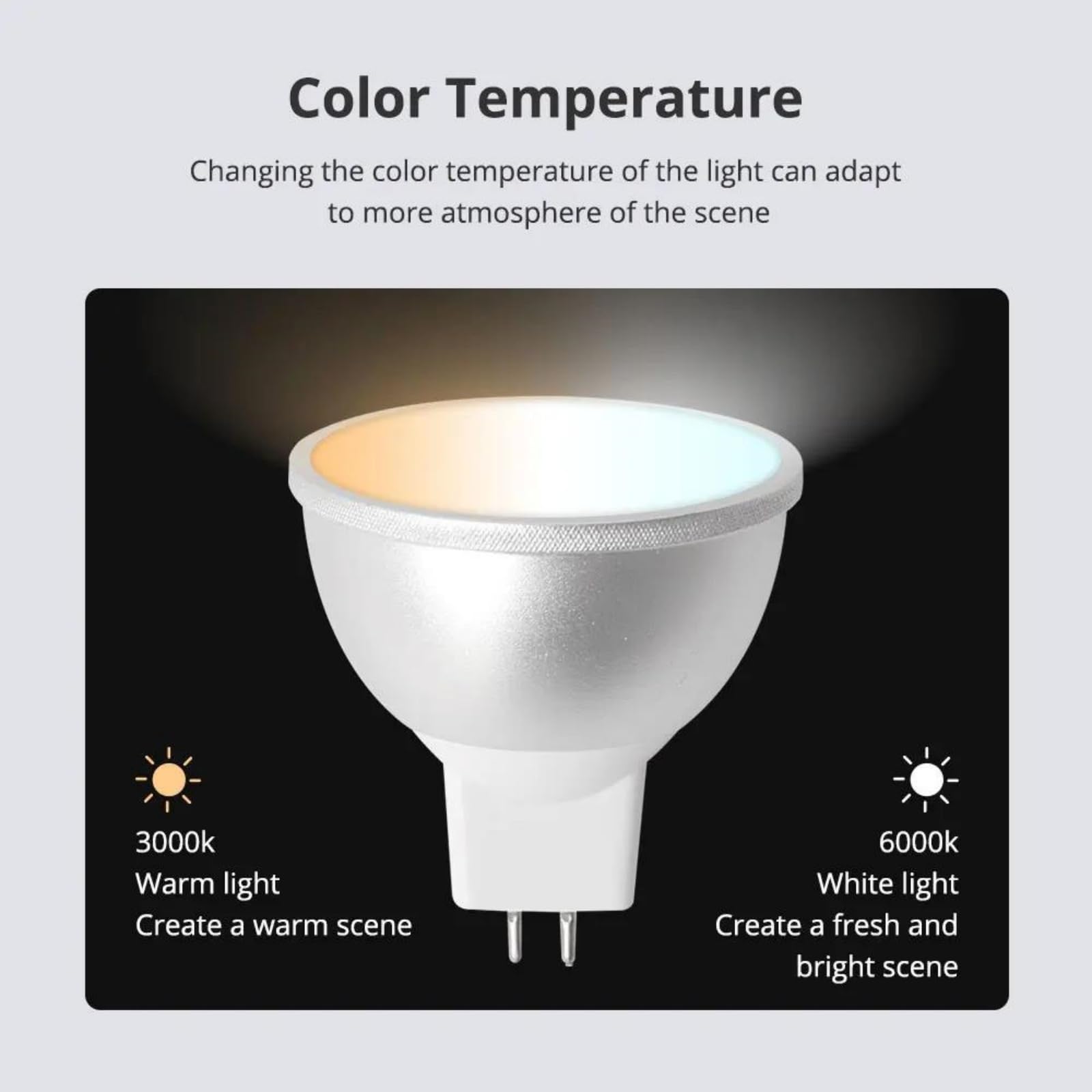 6 Pezzi 12V MR16 5W Lampadina LED Spotlight Intelligente RGBCW Dimmerabile Funziona con Tuya Alexa Google Home