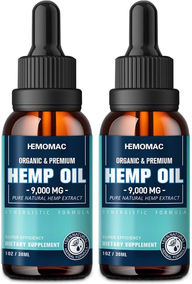 Hemp Oil （2-Pack） High Potency for Pain Sleep Anxiety Relief- Maximum Strength Natural Hemp Oil Drops and Organic Hemp Tincture Vegan, Non-GMO