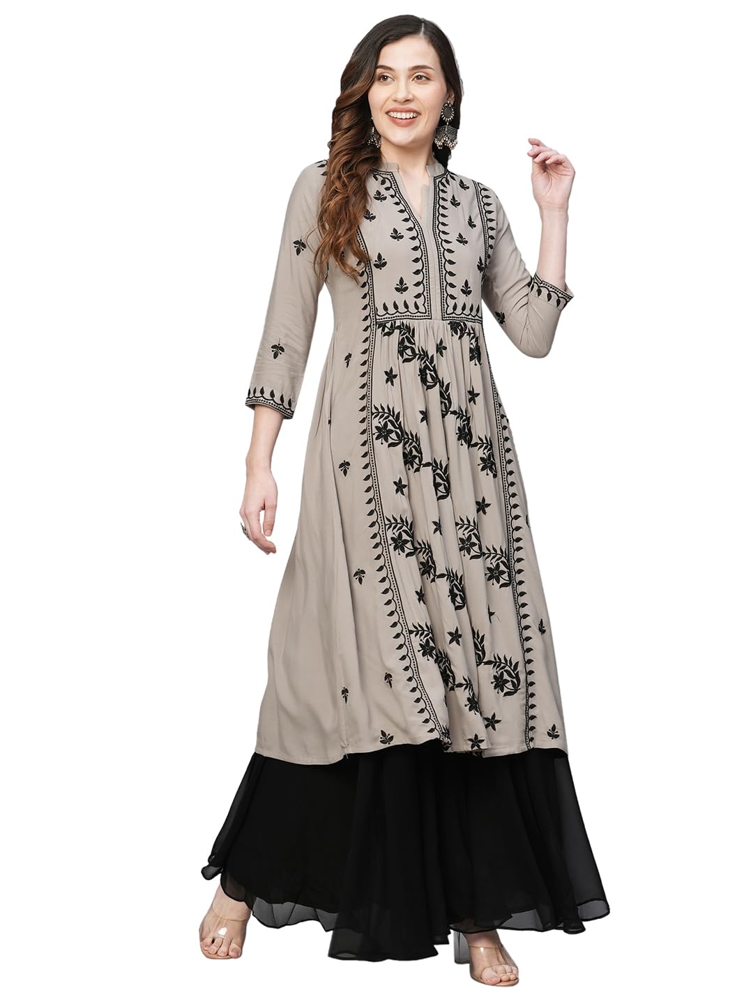 ratan Women's Rayon Anarkali Lucknowi Chikankari Ethnic Wear Kurta-picture-11