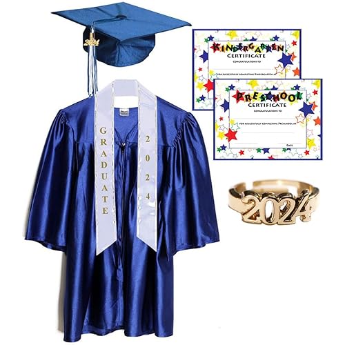 Shiny Deluxe Graduation Sets, Graduation Cap, Gown, Tassel, Sash, Ring, Diploma