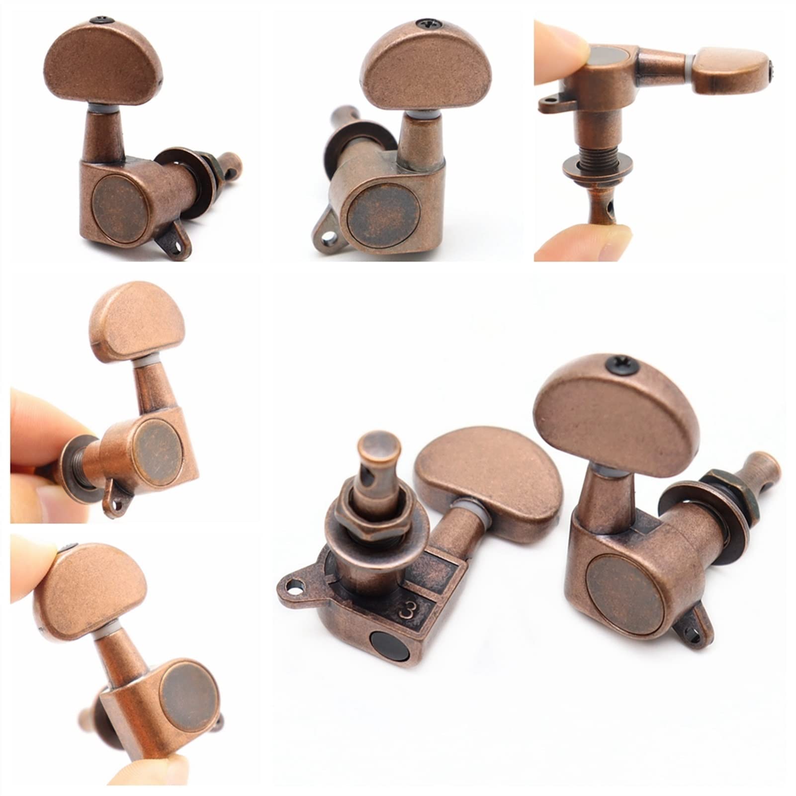 tunery blokujące głowice Gitara Elektryczna Tuning Pegs Tunery Guitar Tuners Maszyna Head Half Round Head Główny 3L3R / 6R / 6L (Color : 3L3R)