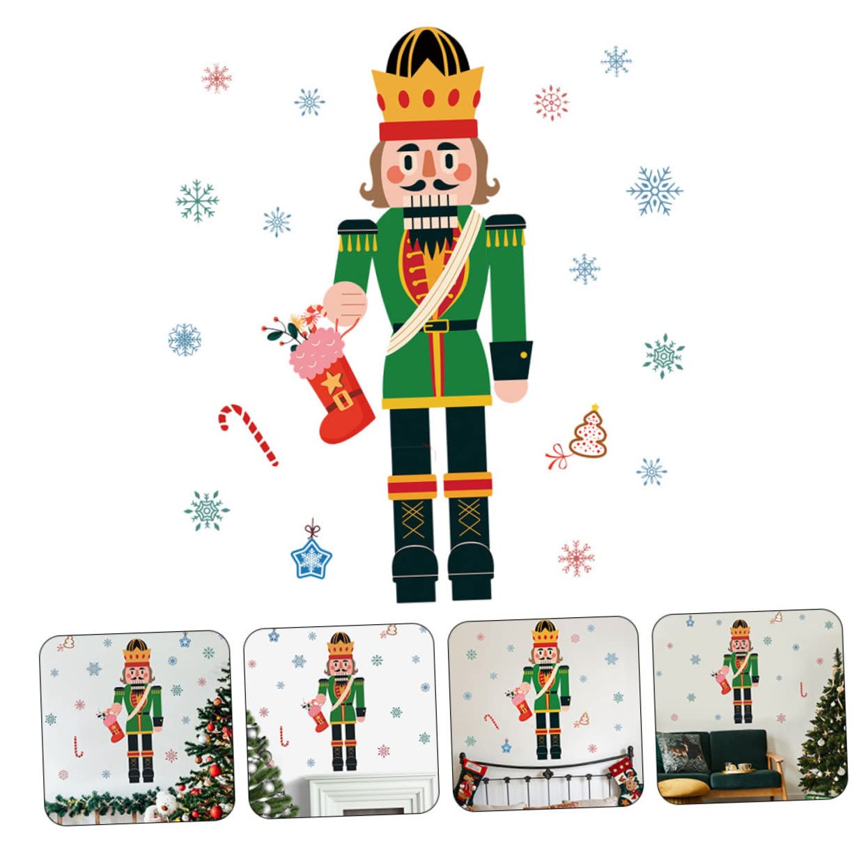 Cabilock 5 Hojas Pegatinas Navideñas Para Ventanas Luz De De Nieve De Navidad Adhesivo Para Ventana De Cascanueces Árbol De Navidad Ventana De Navidad Se Aferra De Polivinilo