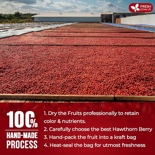 Image of FreshDrinkUS, 16oz Premium Dried Hawthorn Berries - All-Natural, Non-GMO, Perfect for Tea, Smoothies, Baking & Snacking - Healthy, Versatile Superfood