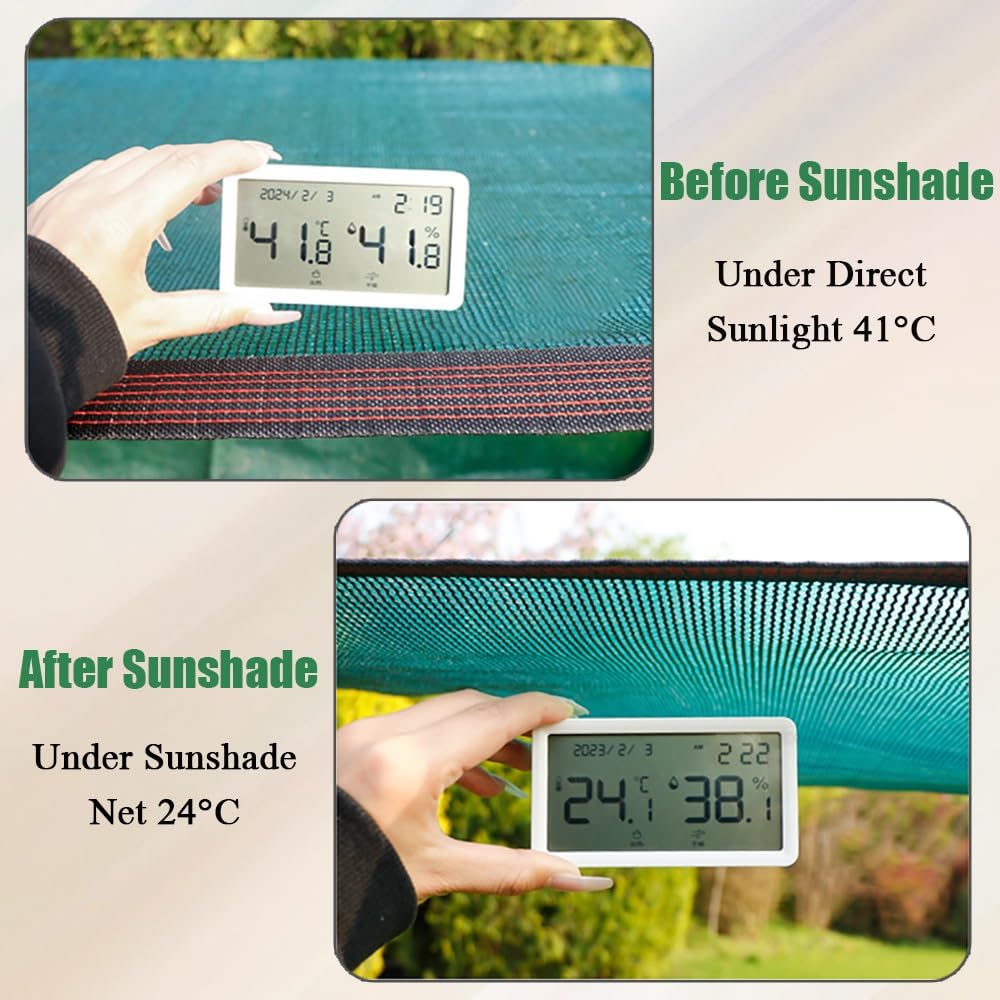 Malla transpirable anti-UV para invernadero y jardín, malla de 10 x 16.4 pies con ojales, perfecta para protección de plantas, balcón y uso al aire libre (marrón)