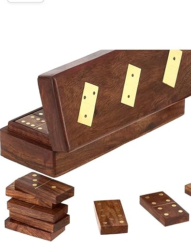 Miniatura 2 de Juego de dominó de madera de palisandro hecho a mano con seis dominó profesionales, 28 piezas, azulejos de dominó dobles de seis con estuche de