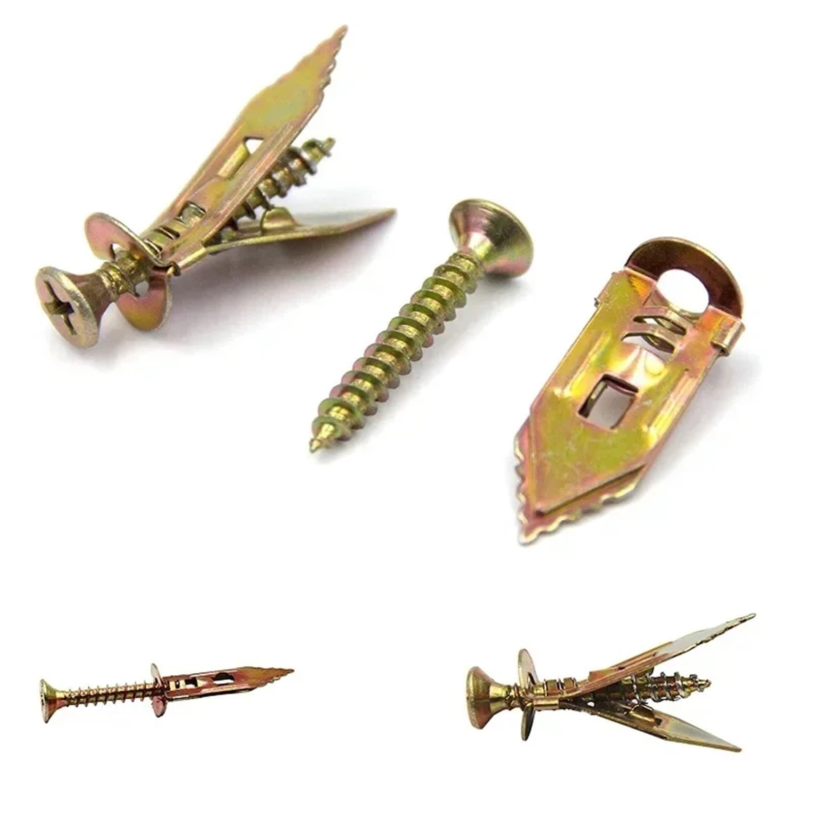 Yangshe 12X30mm Self-Drilling Drywall Anchors 100Pcs With Screws, 10Mm Yellow Zinc Steel For Plasterboard