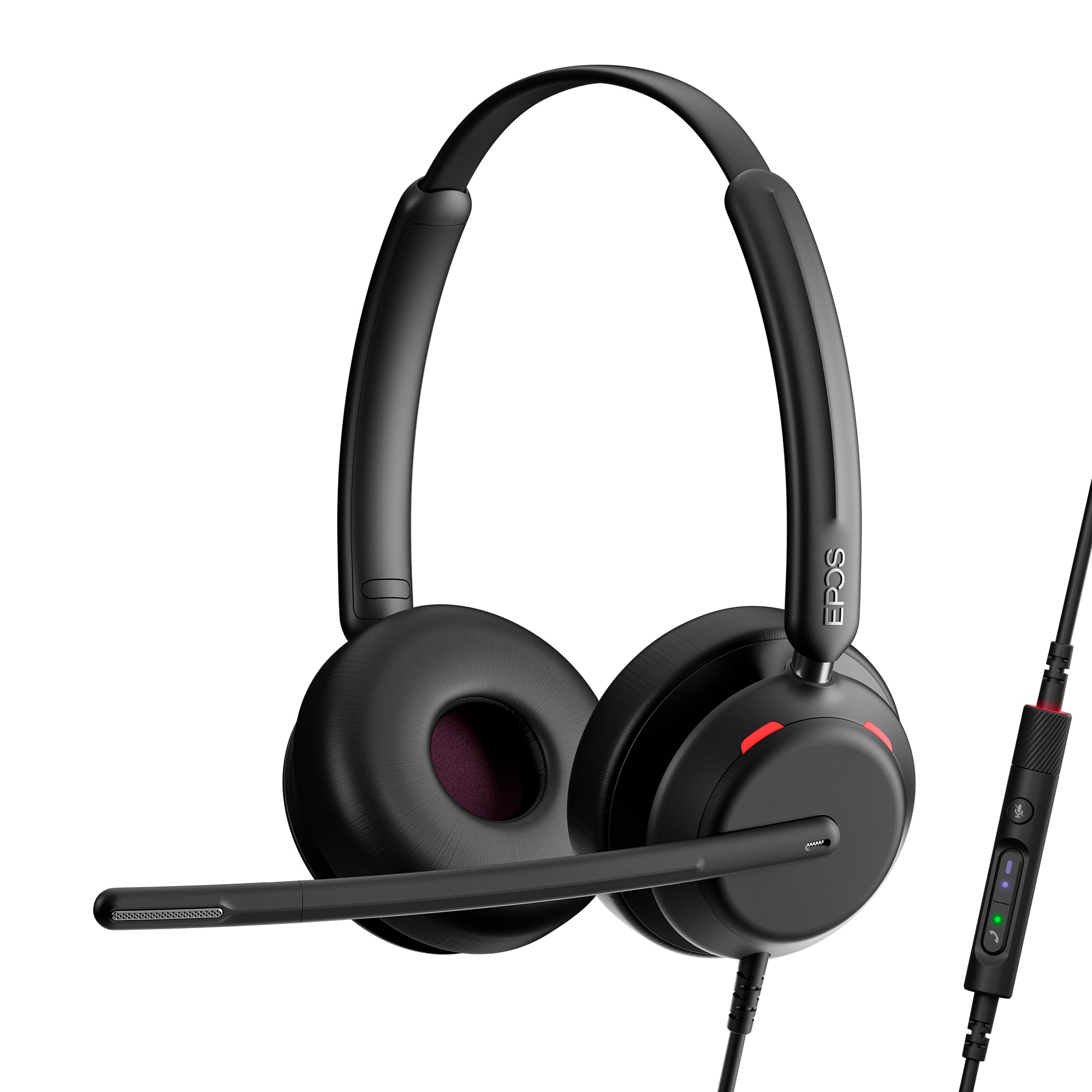 EPOS IMPACT 760T - Doppelseitiges kabelgebundenes Headset für PC mit Noise Cancelling-Mikrofon, Microsoft Teams zertifiziert, USB C & USB A, In-Line-Steuerung, Super Wideband, bequem für Büro & Remote