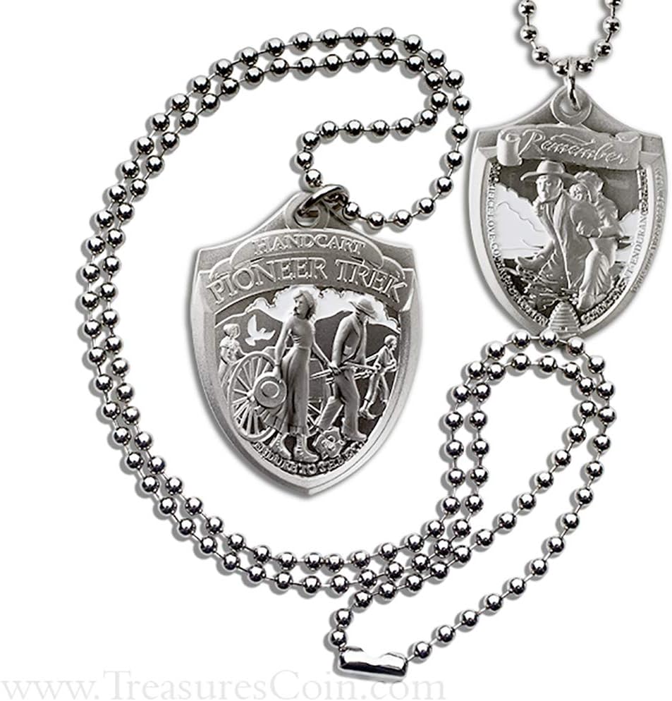 Pioneer Trek God Dog Tag Pendant with Thick Ball Chain Military Style Necklace