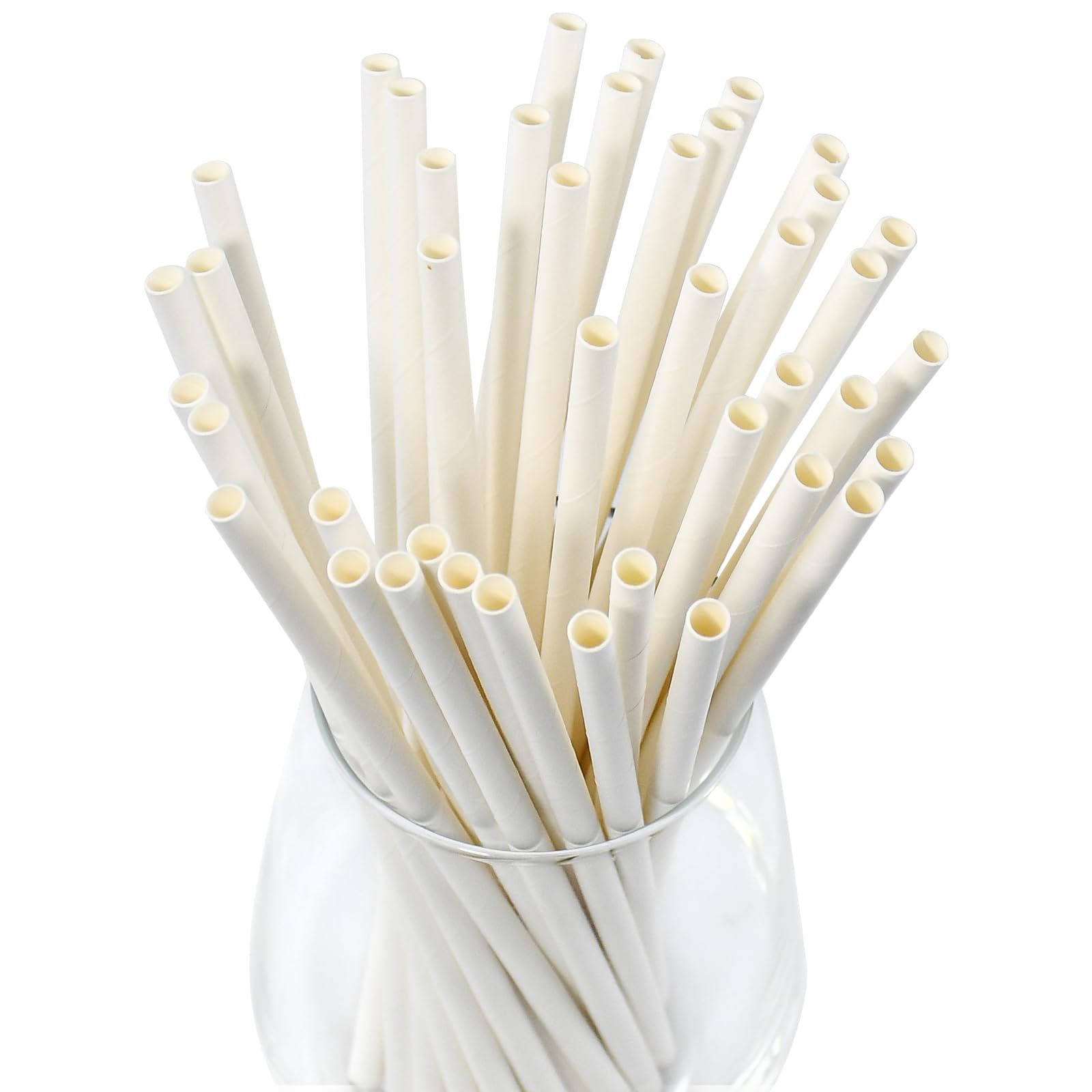Lives on Green 19.7cm Disposable Paper Straws Dye Free White Cocktail Juice Drink Coffee Drinking Straws - Pack of 100 - Image 2