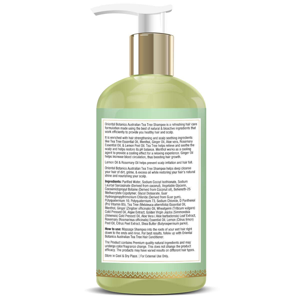 Oriental Botanics Australian Tea Tree Hair Shampoo - With Aloe Vera, Shea Butter - For Healthy And Nourished Hair - No SLS/Sulphate, Paraben, Silicones, 300ml