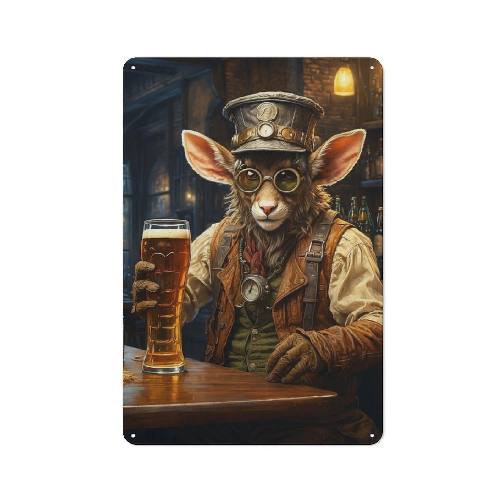 Junmoney Steampunk Craft Beer Faun Rustic Metal Sign 30X20cm Featuring For Hallway Wall, For Collectors Decorating Hallways And Entrance Areas