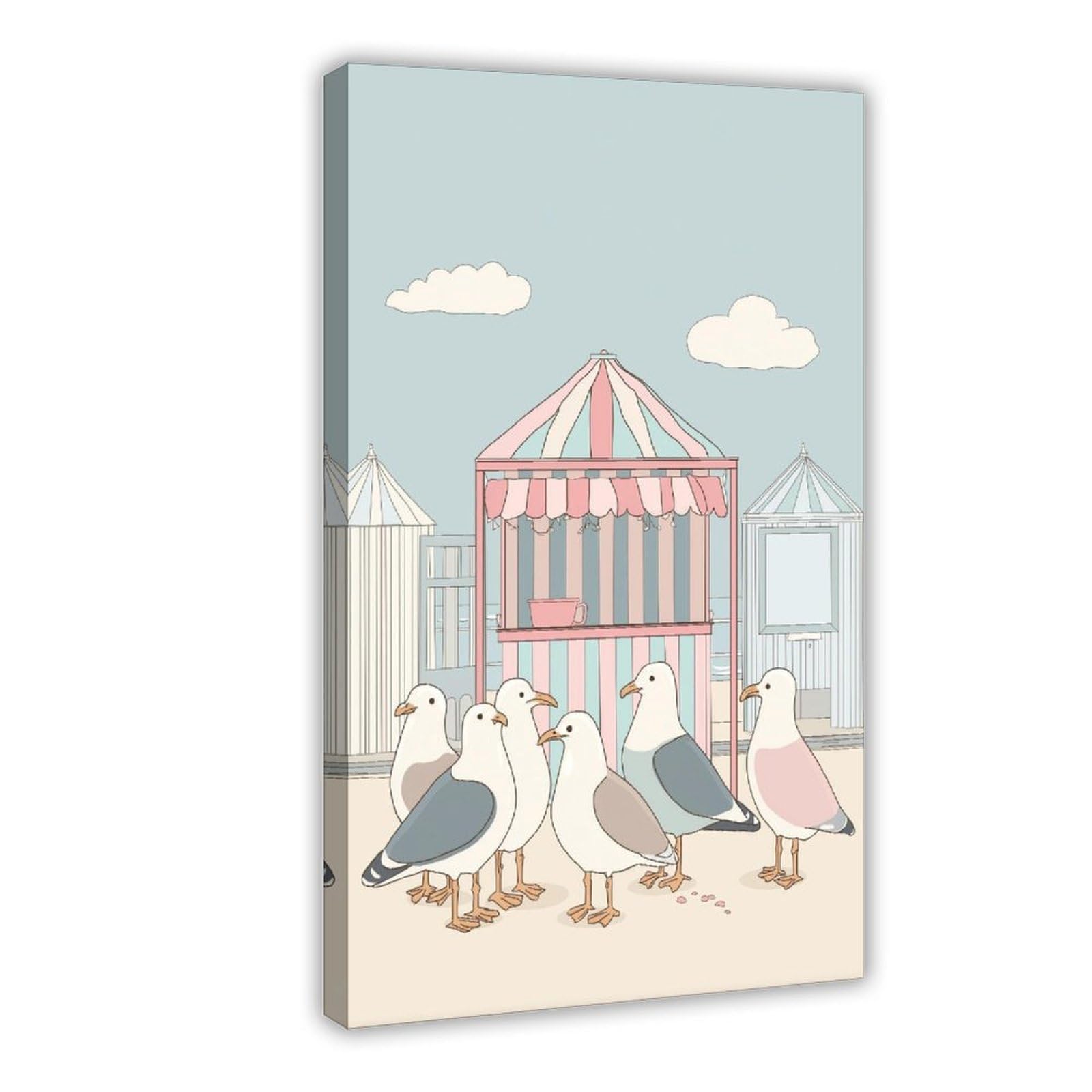 MRYCQ Cute Seagull Poster Canvas Poster for Dorm Room Decor Gift