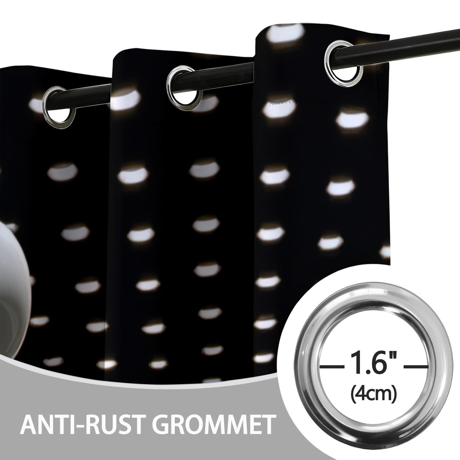 Rideaux Longs 140L X 260H cm (2 Panneaux), Géométrique Abstrait Moderne Imprimé, Tissu Occultant Épais pour Grand Salon et Loft, Noir Blanc