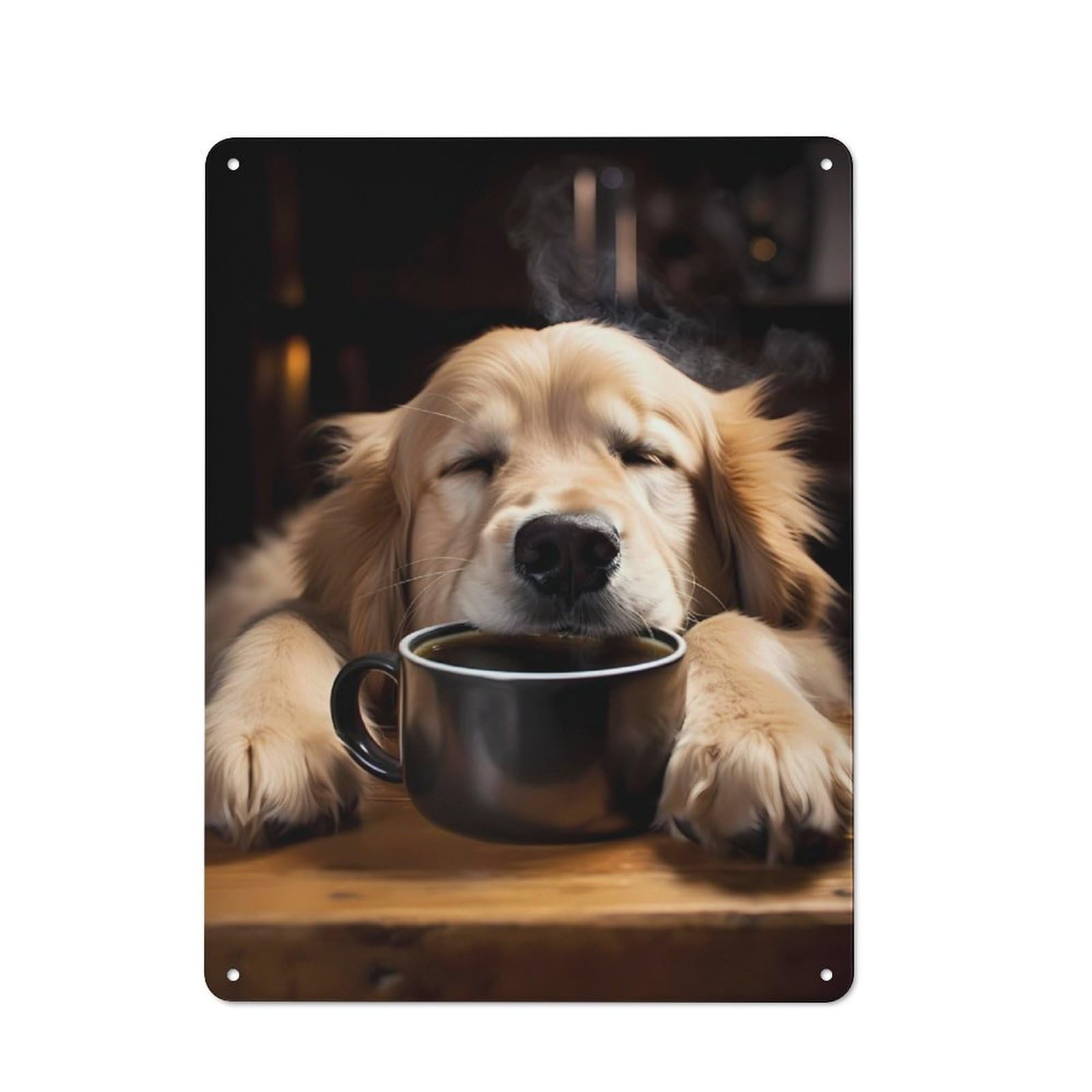 Junmoney Golden Retriever Coffee Tin Sign 40X30cm With For Workshop Wall, Vintage Decor, For Metal Sign Collectors, For Garage And Workshop Walls