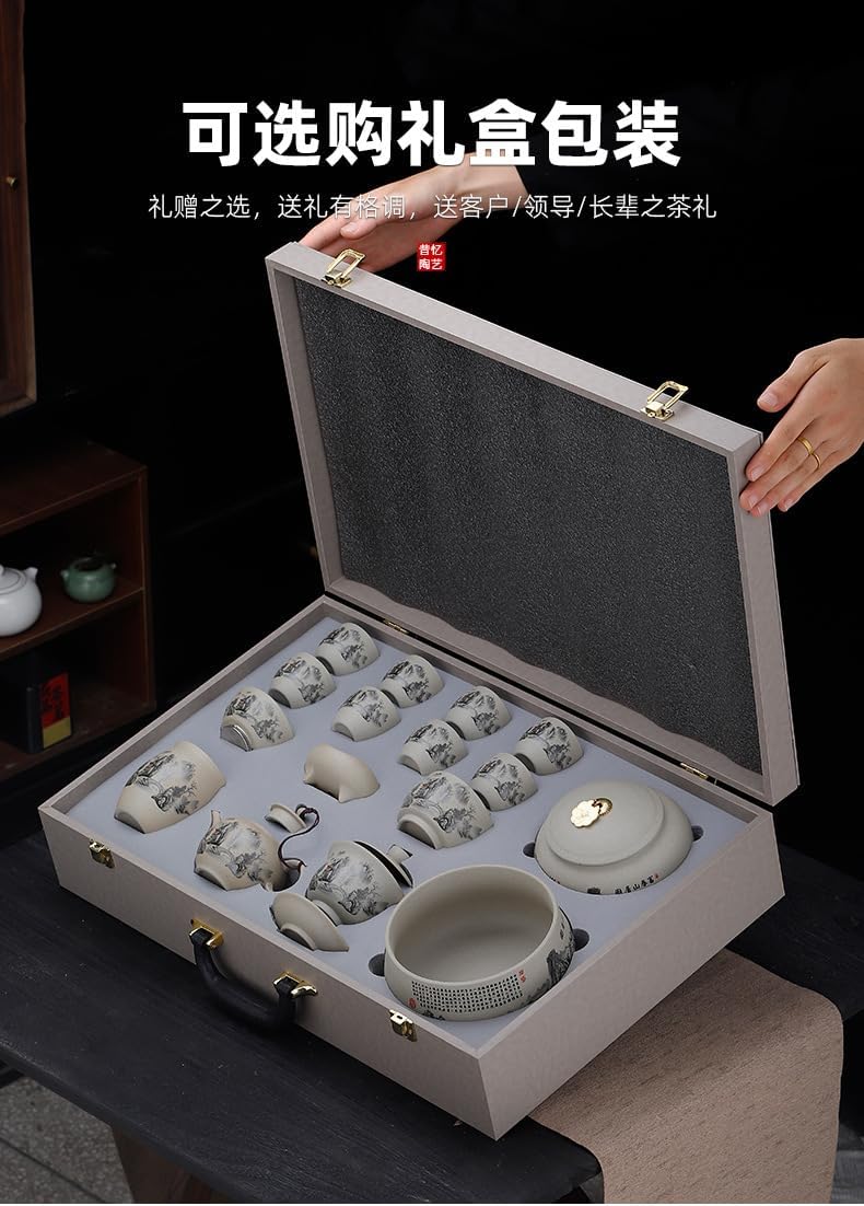 Red Tea Set - Silver-Inlaid Glass Teapot with Matching Cups Set-set1