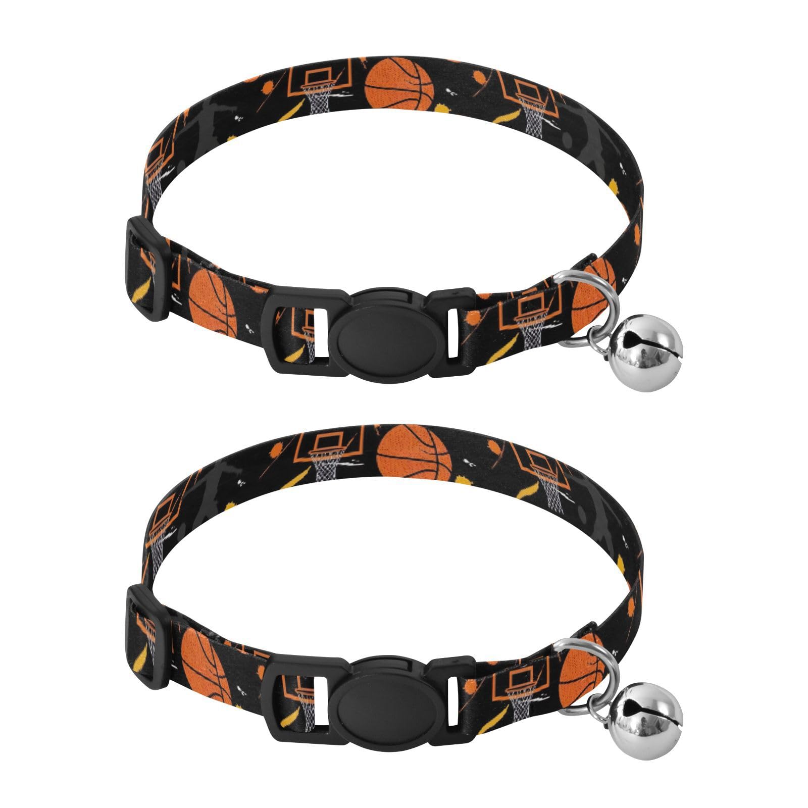 Basketball Black Metal Bell Included Pet Collar 2 Pack Collars for Puppies