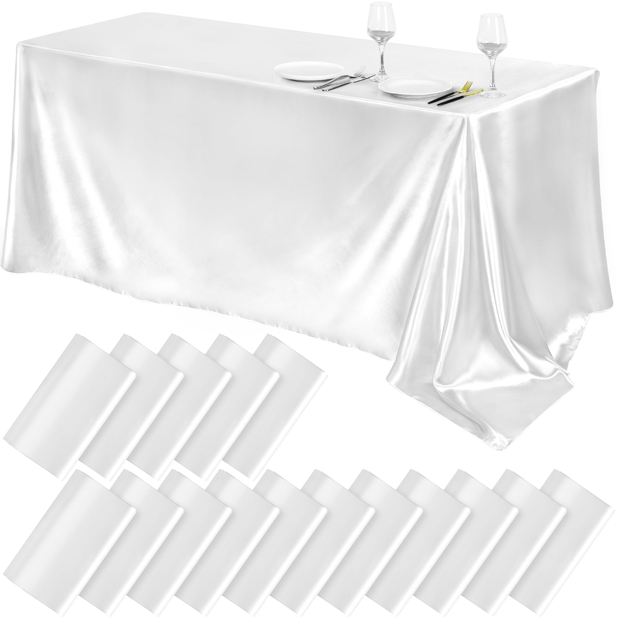 Ivory Satin Tablecloths - 4 Pack Overlay Covers -21