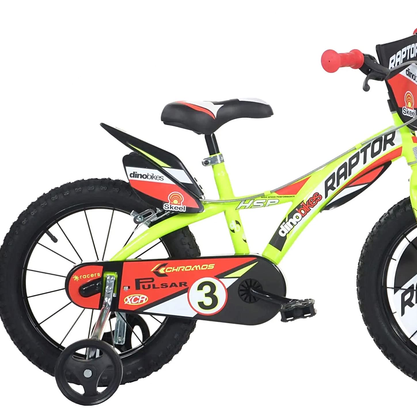 Dino Bikes Vélo Enfant Garçon Raptor 14 Pouces Freins sur Le Guidon Jaune