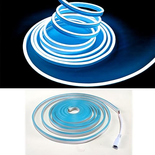 Miniatura 2 de Maxlaxer Tira de luz LED de neón azul hielo, 5M 12V luz de neón impermeable para decoración de interiores y exteriores (con adaptador de corriente)
