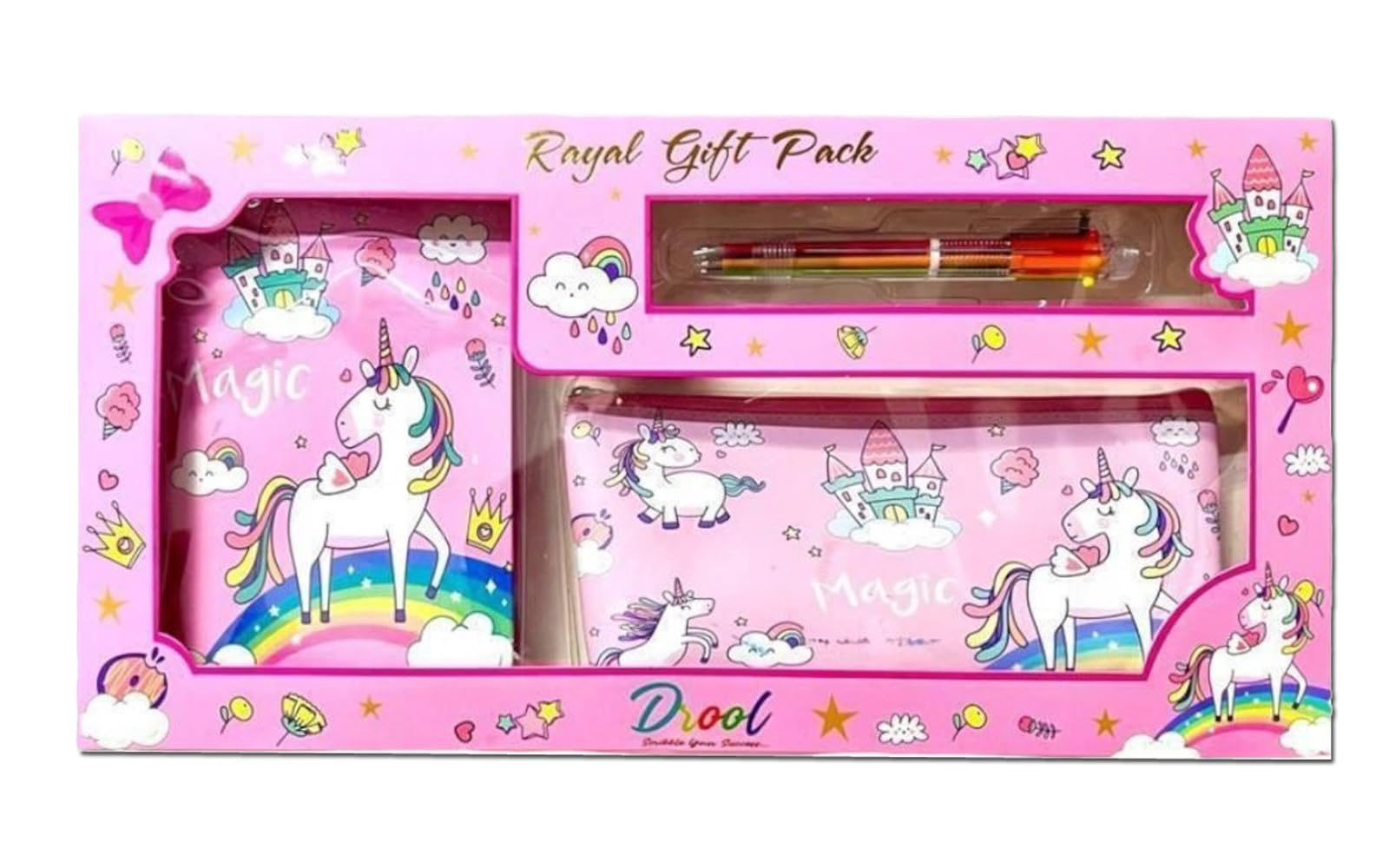 Jiada Unicorn Stationery Set for Girls - Includes 1 HB Notebook, 1 Pencil Pouch and 6 Colour Pen (B0D1XVBBJ8) Amazon Price History, Amazon Price Tracker