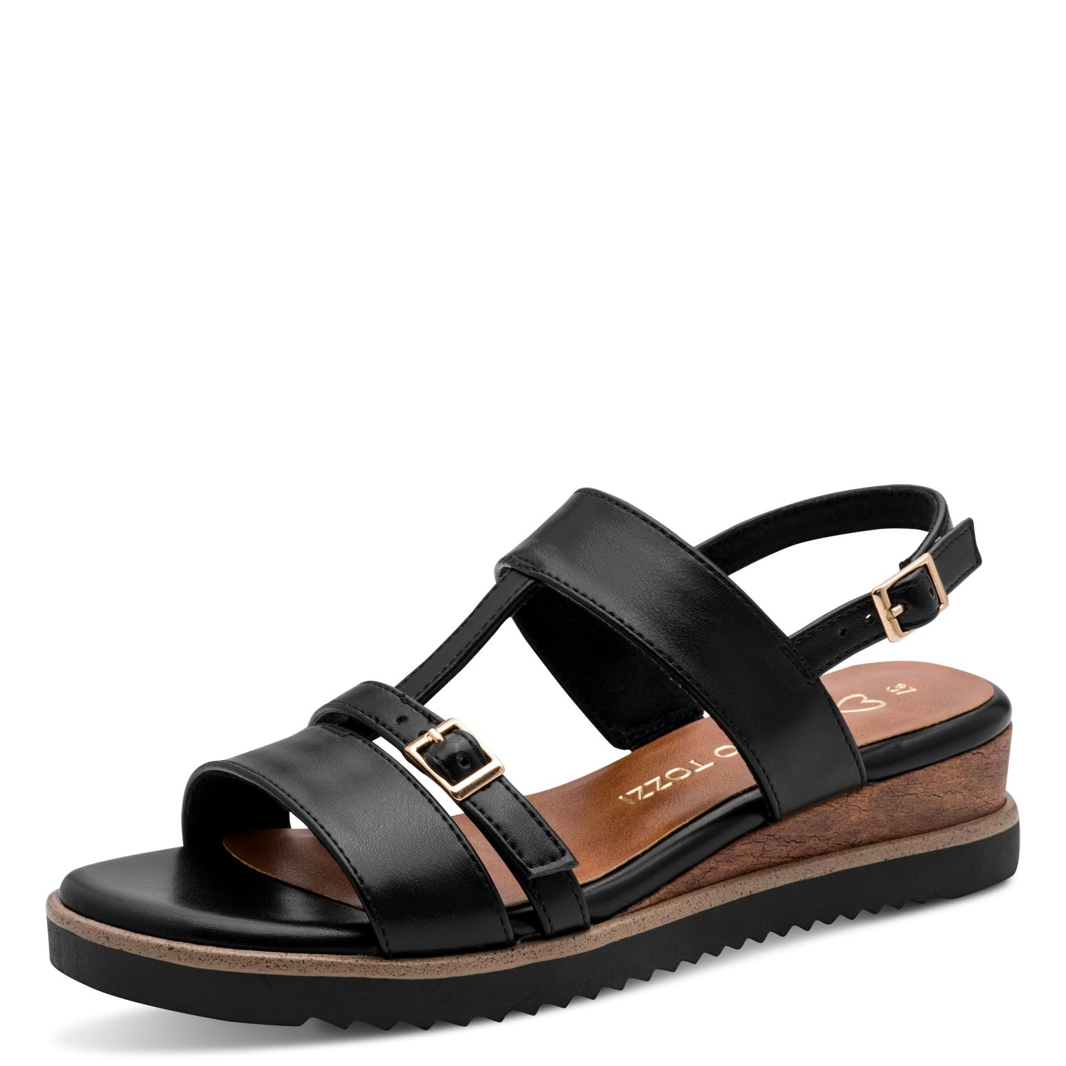 MARCO TOZZI women's sandal soft Feel Me footbed vegan soft lining modern, black (BLACK), 8.5 UK